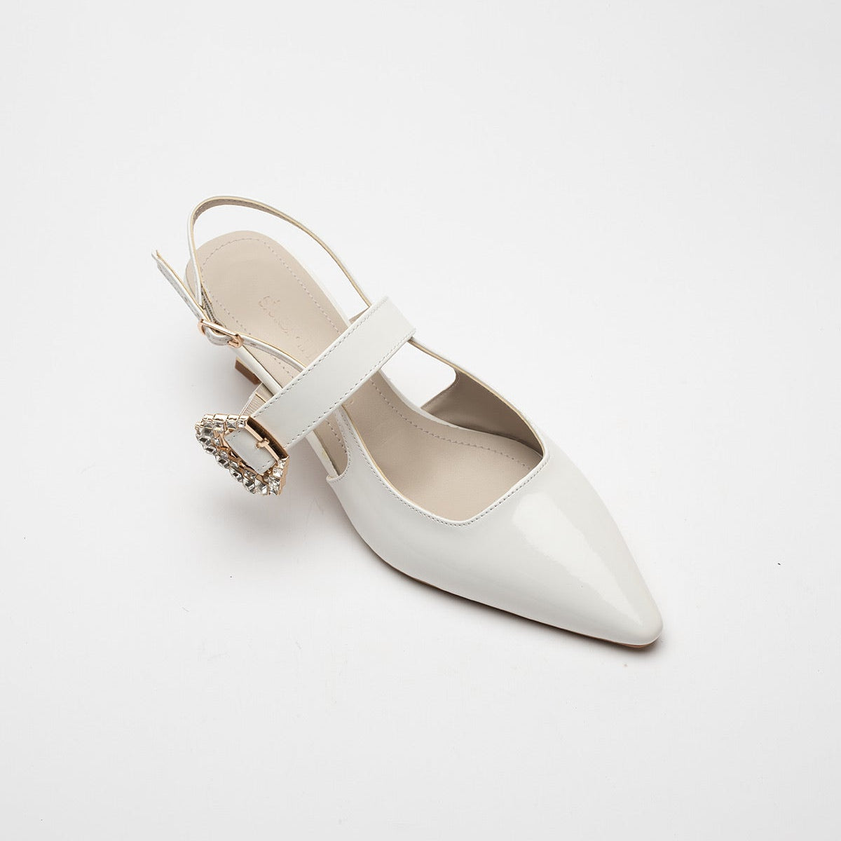 Sue Kısa Topuklu Taş Detaylı Rugan Stiletto