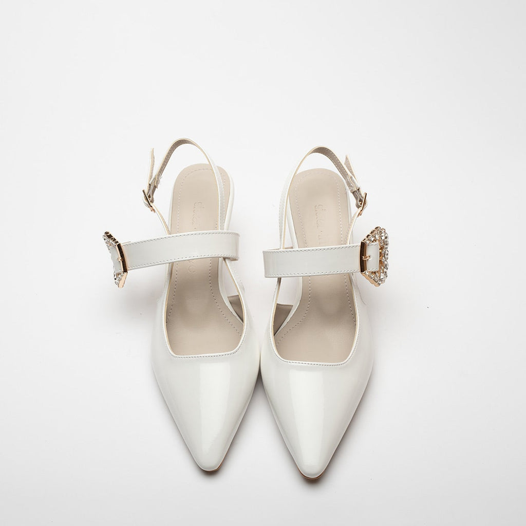 Sue Kısa Topuklu Taş Detaylı Rugan Stiletto