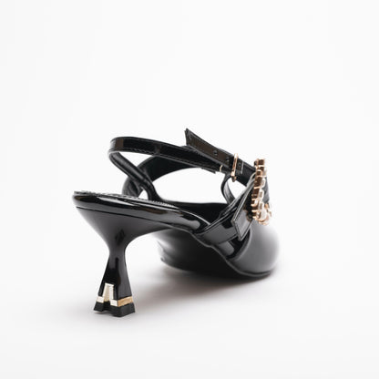 Sue Kısa Topuklu Taş Detaylı Rugan Stiletto