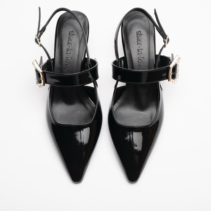 Sue Kısa Topuklu Taş Detaylı Rugan Stiletto