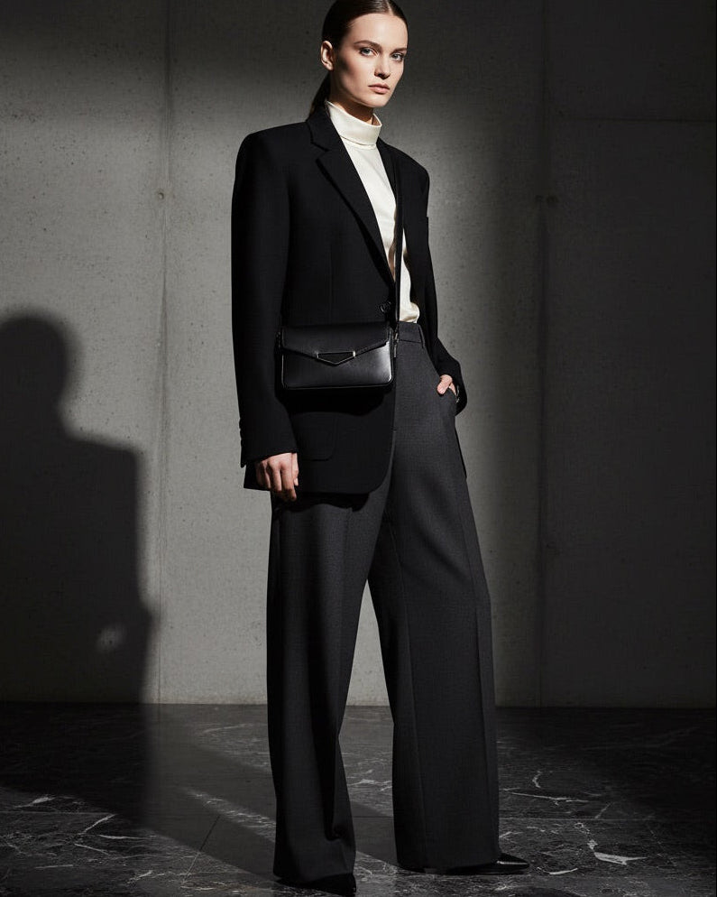 Vera Black Baguette Shoulder Bag