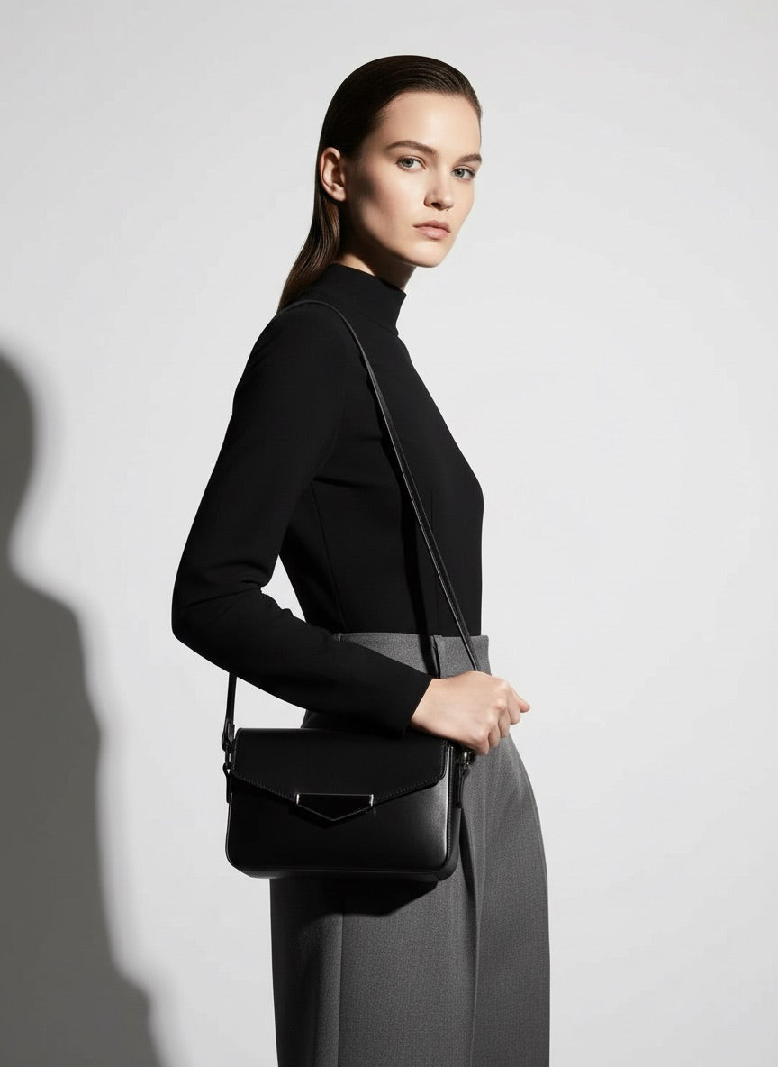 Vera Black Baguette Shoulder Bag